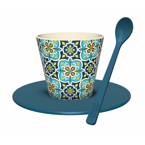 SET DE TAZA Y CUCHARA GEOMETRICA