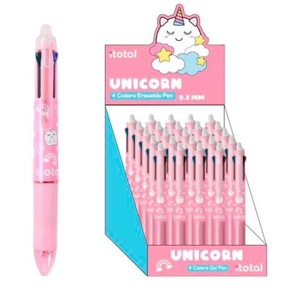 BOLIGRAFOS BORRABLES 4 EN 1 UNICORNIO