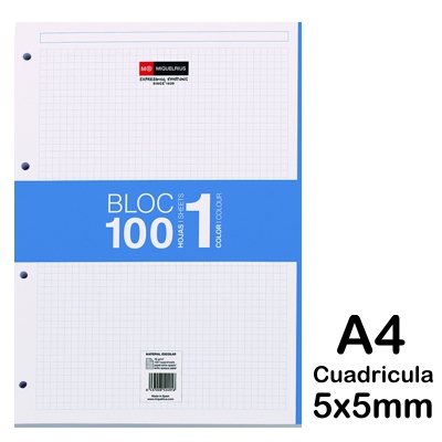 REC. A4 5X5MM 100 HOJAS 70GR.AZUL