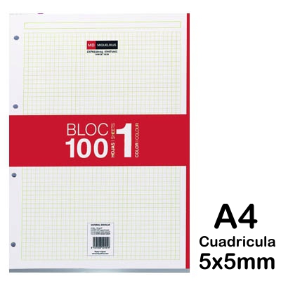 REC. A4 5X5MM 100HOJAS 70GR ROJO
