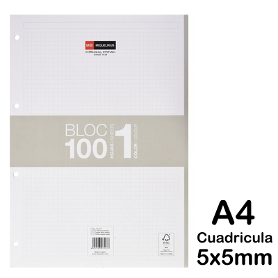 REC. A4 5X5MM 100HOJAS 70GR. GRIS