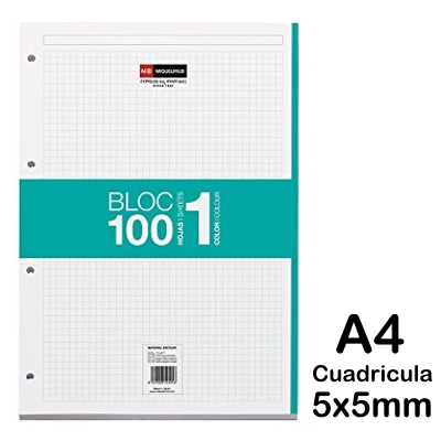REC. A4 5X5MM 100HOJAS 70GR. AZUL TURQU