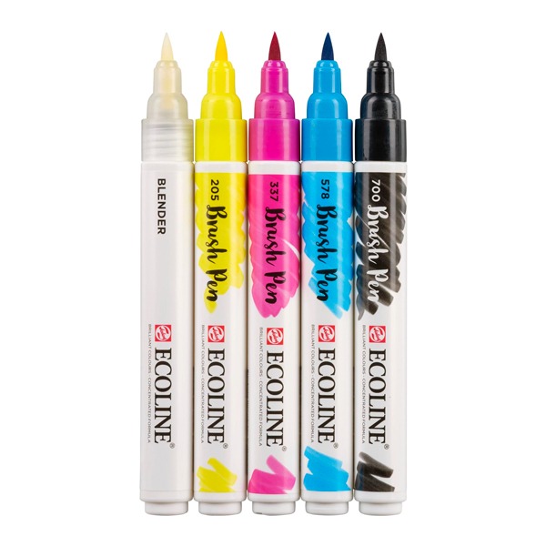 ECOLINE ROTULADOR PINCEL SET 5U PRIMARI