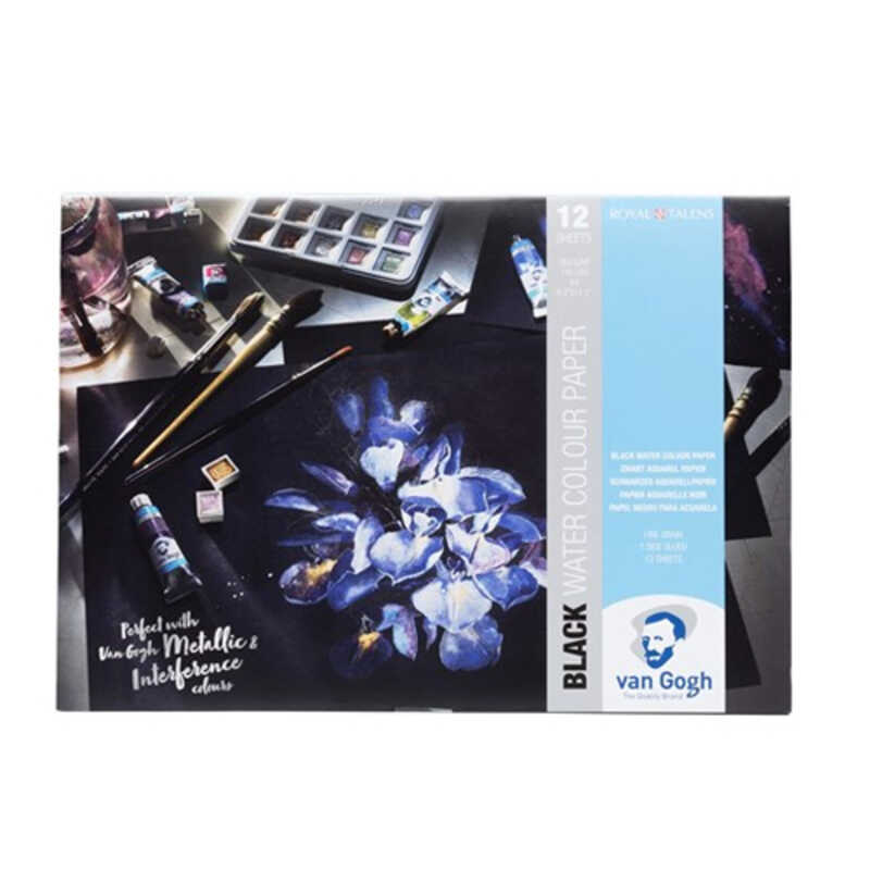 PAPEL ACUARELA A4 360GR NEGRO 12H VG