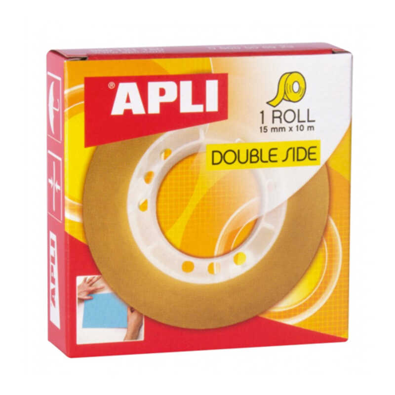 CINTA ADHESIVA DOBLE CARA 15MMX10M APLI