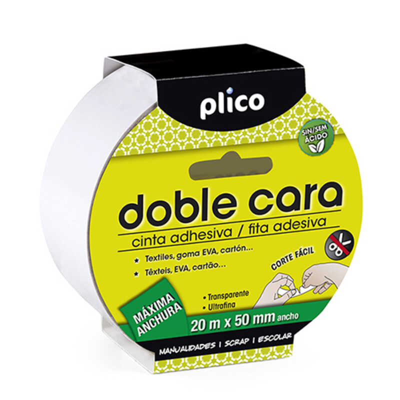 CINTA DOBLE CARA 50MM X 20M PLICO