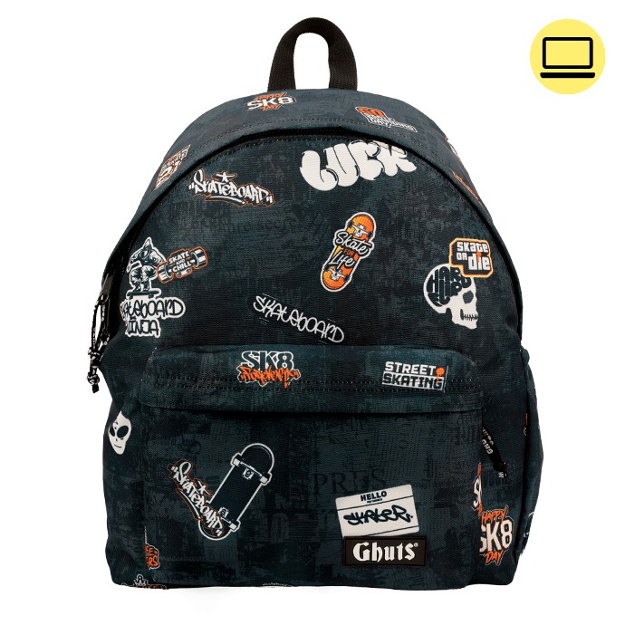MOCHILA ESCOLAR GH131 SK8 STICKERS P24