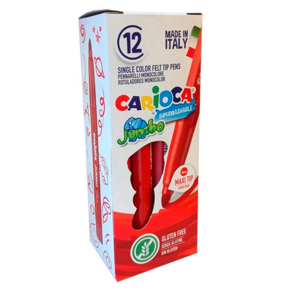 CAJA 12 ROTULADORES JUMBO CARIOCA ROJO