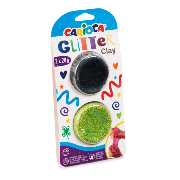 PLASTELINA GLITTER 20GR VERDE/NEGRO