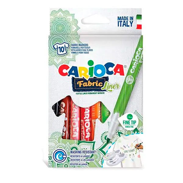 CAJA 10 ROTULADORES TEJIDO FINE CARIOCA