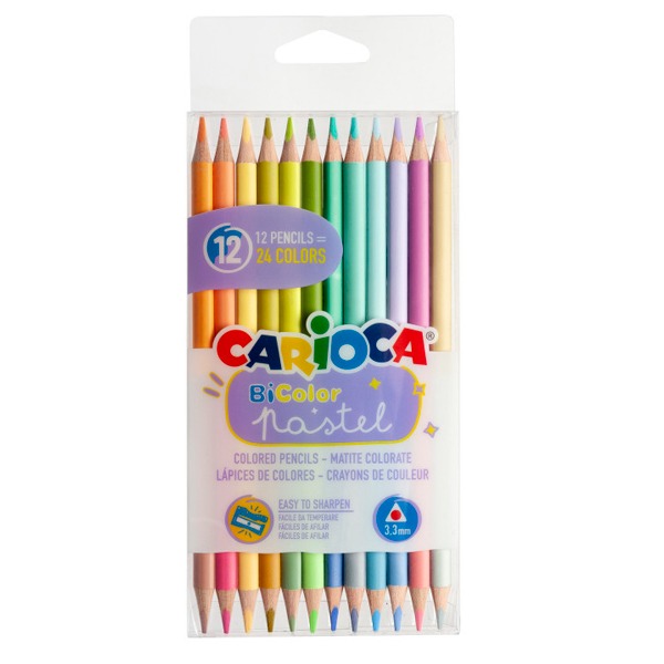 CAJA 12 LAPICES BICOLOR PASTEL CARIOCA
