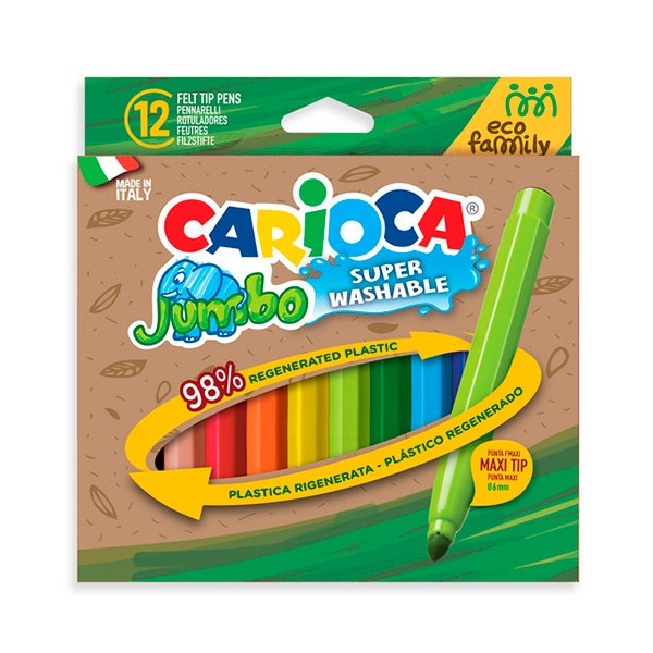 C 12 ROTULADORES CARIOCA JUMBO RECICLADO