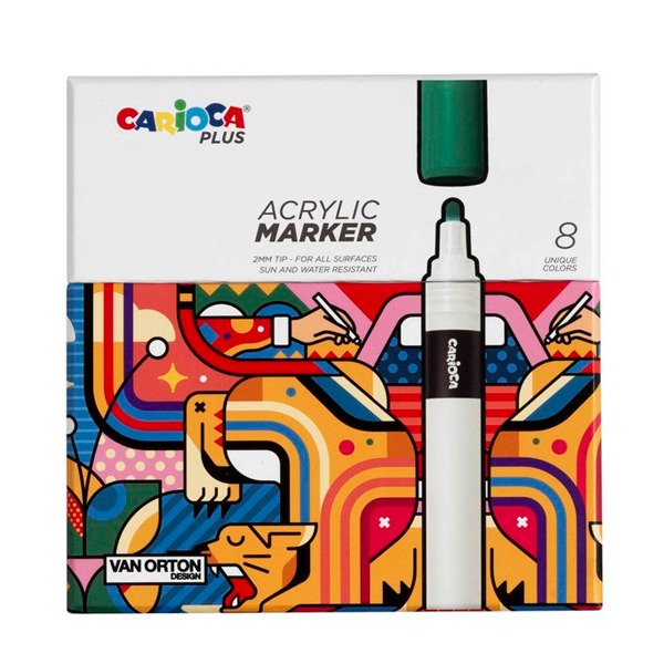 CAJA 8 MARCADOR ACRILICO CARIOCA PLUS