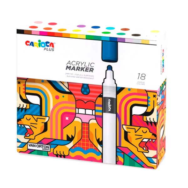 CAJA 18 ROTULADORES ACRILICOS CARIOCA