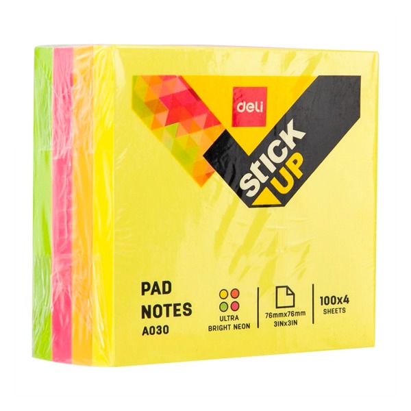 CUBO NOTAS ADH. DELI 100H 76X76  NEON