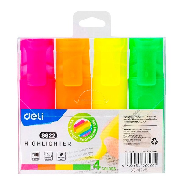 PAQ.4 FLUORESCENTES DELI PUNTA BIS.1-5MM