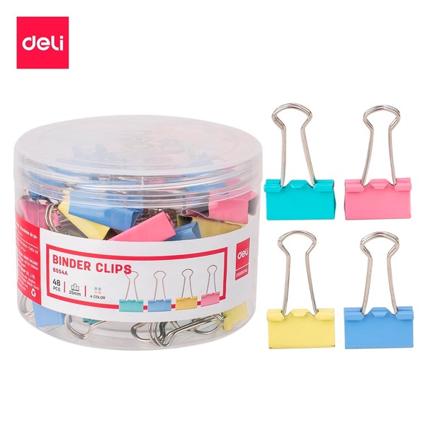 BOTE 40 PINZAS ABATIBLES DELI 19MM COLO