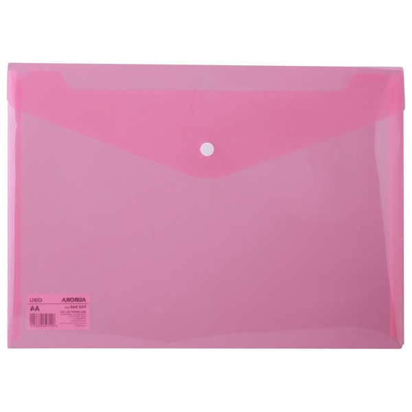 SOBRE CON BROCHE DELI PP 300MIC A4 ROSA