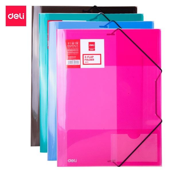 CARPETA 3 SOLAPAS DELI PP A4 COLORES