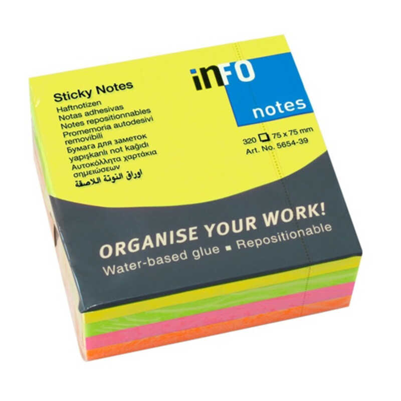 CUBO NOTAS INFO NOTES 320H 75X75 NEON