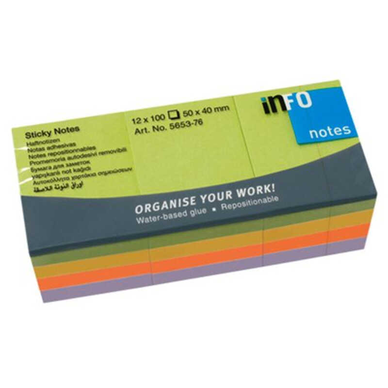 PAC.12 BLOCS NOTAS ADH.50X40MM NEON