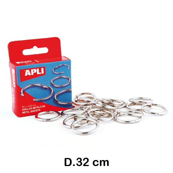 CAJA 20 ANILLAS METALICAS 32MM APLI