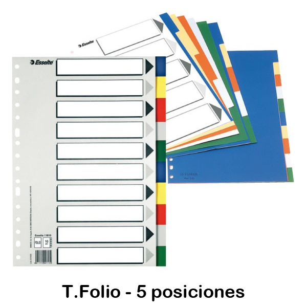 JUEGO 5 SEPARADORES FOLIO PLASTICO