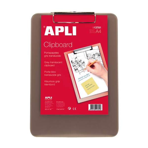 PORTAPAPELES CLIPBOARD A4 PLASTICO GRIS