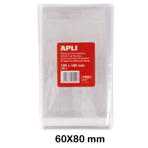 PAQ.100 BOLSAS PP CIERRE ADH. 60X80MM