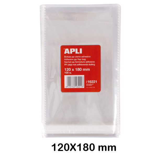 PAQ.100 BOLSAS PP CIERRE ADH. 120X180MM