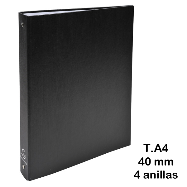 CARPETA FORRADA 4 ANILLAS 30MM NEGRA