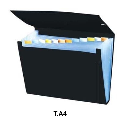 ACORDEON A4 PLASTICO 12 DEPARTAM. NEGRO