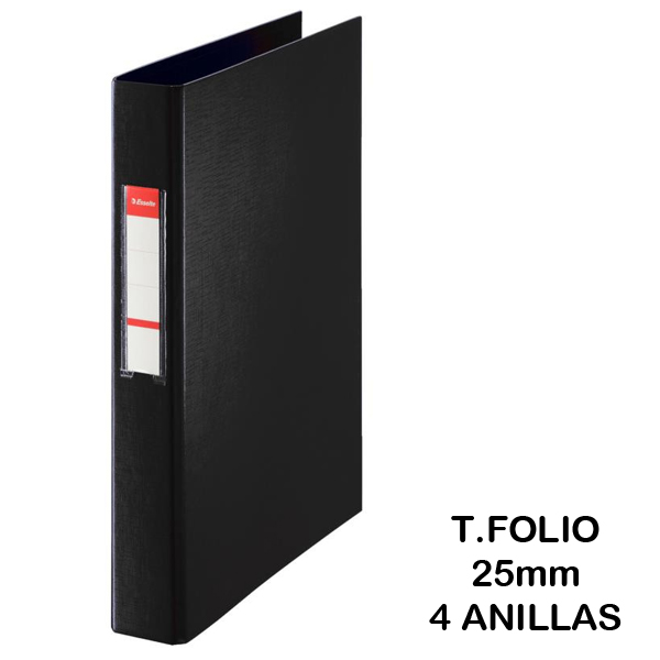 CARPETA ANILLAS 25MM 4AN FOLIO NEGRA