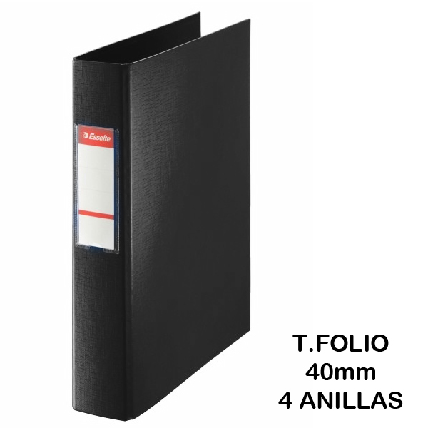 CARPETA ANILLAS 40MM 4AN FOLIO NEGRA