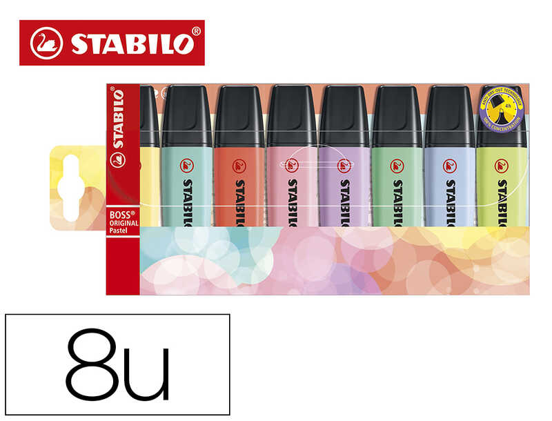 PAQUETE 8 ROTULADORES FLUOR STABILO PAS