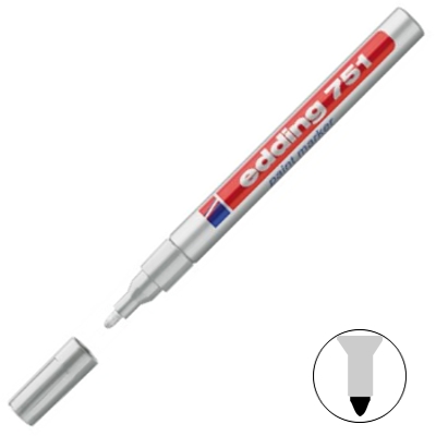 ROTULADOR TINTA OPACA EDDING 751 PLATA