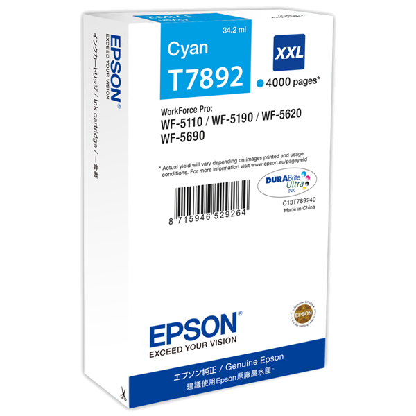 CARTUTX EPSON T7892 XXL CIAN