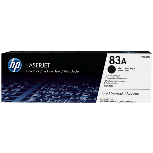 PACK 2 TONER LASER HP CF283AD NEGRO