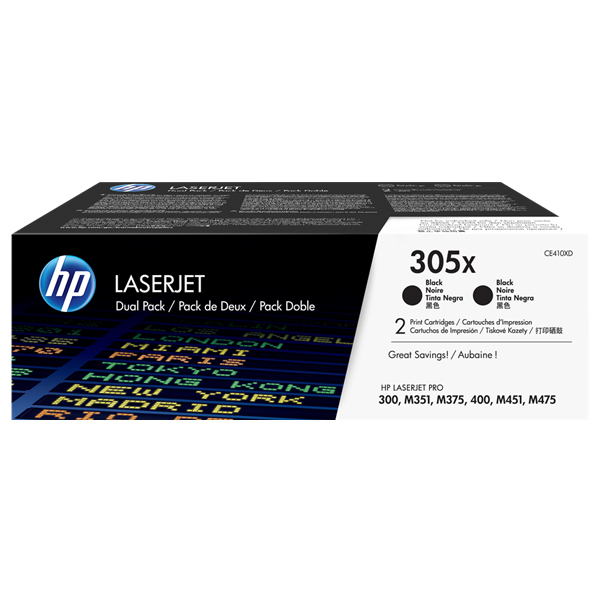 PACK 2 TONER LASER HP CE410XD NEGRE