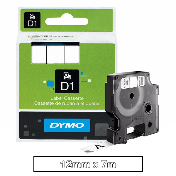 CINTA DYMO 1000 12MMX7M NEGRO/TRANSP.