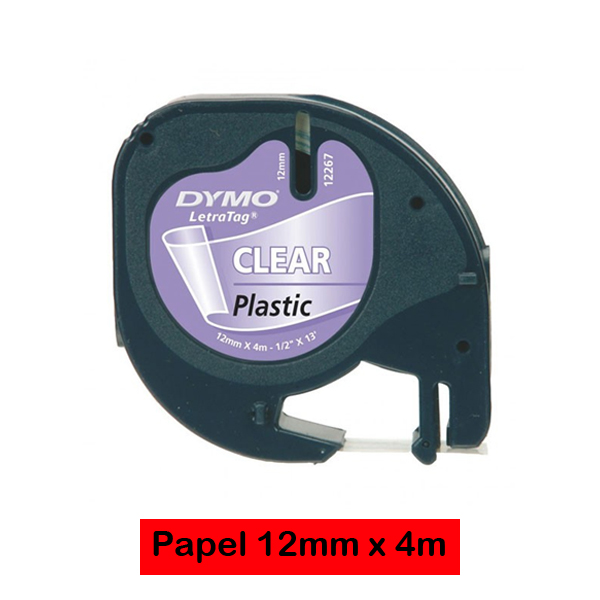 CINTA LETRATAG 12MM. PLASTICO ROJO/NEGRO