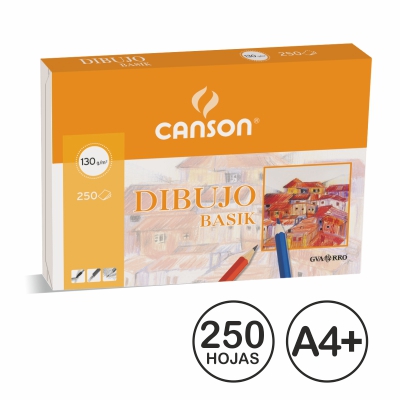 PAQUETE 250 HOJAS BASIK A4+ S.RECUADRO