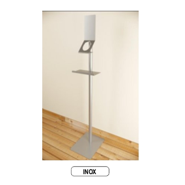 SOPORTE TIPO PEANA JABON+GUANTES INOX