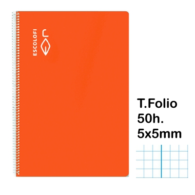 LIBRETA T.FOLIO 5X5 C/MARGEN 50H.NARANJ