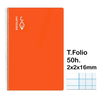 LIBRETA T.FOLIO 2X2X16MM 50H. NARANJA