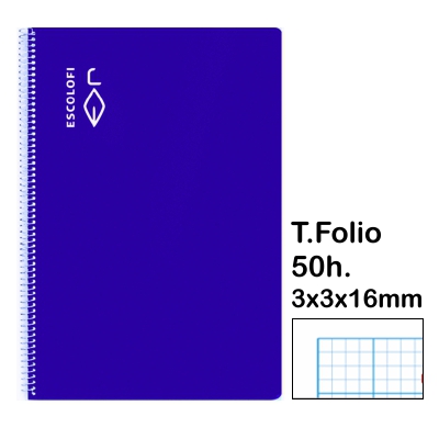 LIB.ESPIRAL MILIMET.Fº 50H.3X3X16 AZUL