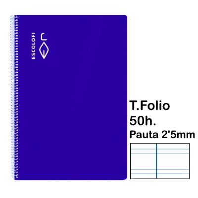 LIBRETA T.FOLIO PAUTA 2'5MM 50H.AZUL
