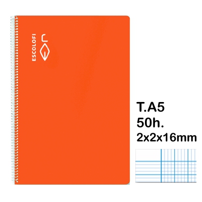 LIBRETA T.4 2X2X16MM 50 HOJAS TA.NARANJ