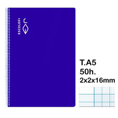 LIBRETA T.4 2X2X16MM 50 HOJAS TAPA AZUL