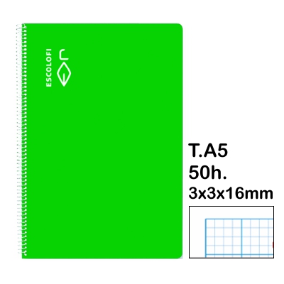 LIBRETA T.4 3X3X16MM 50 HOJAS TAPA VERD